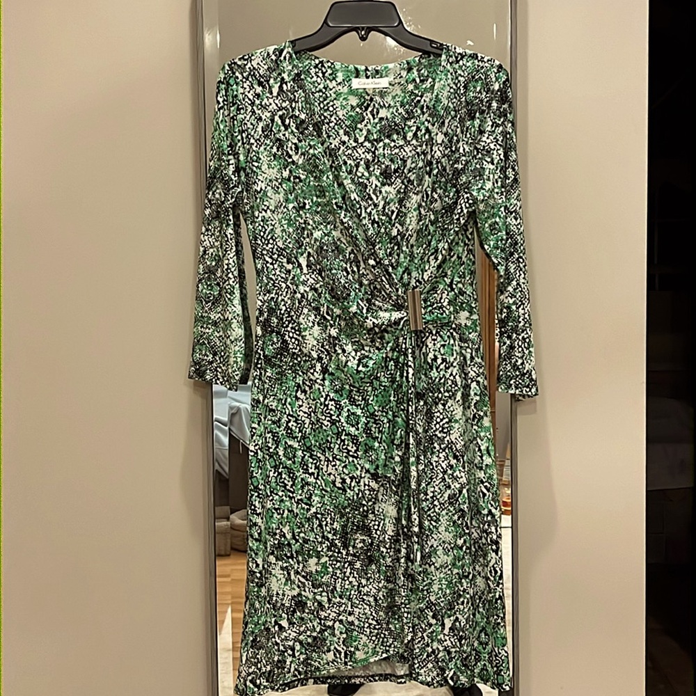 Calvin Klein mock wrap dress - metal buckle at the waist. Worn 1x